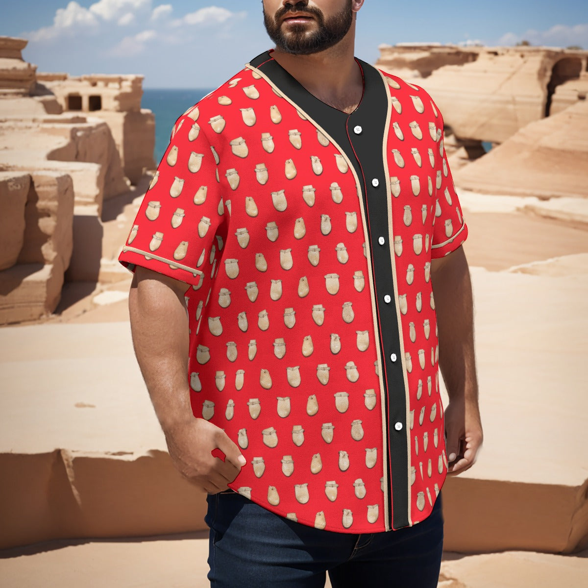 Elk Teeth on Red Short Sleeve Baseball Jersey