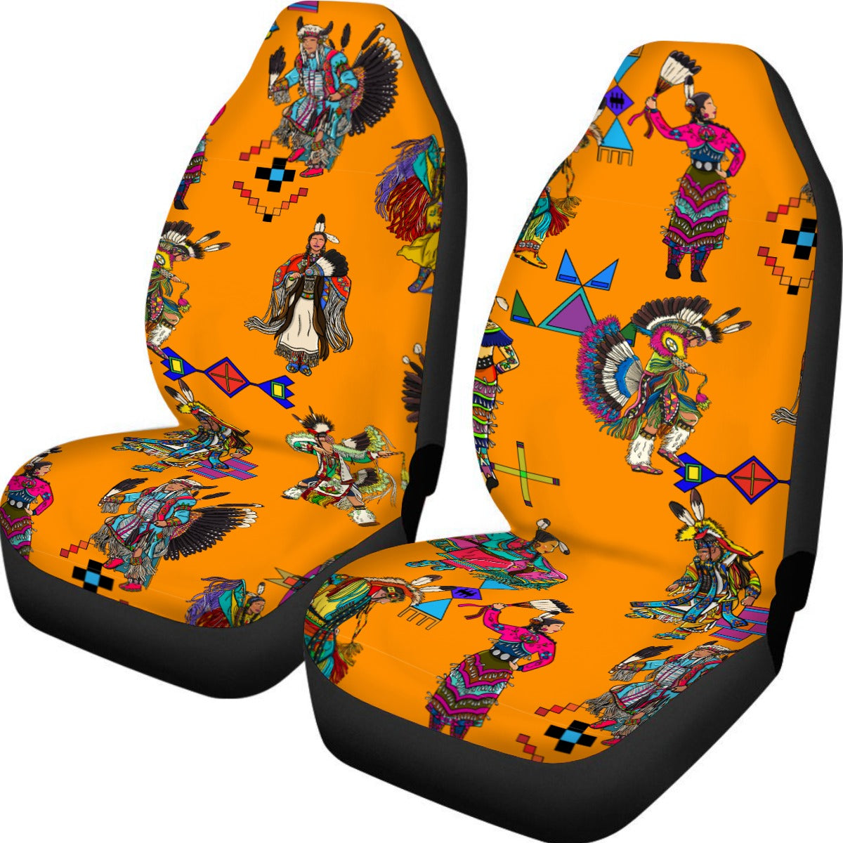 Grand Entry Dancers Orange Universal Car Seat Cover With Thickened Back