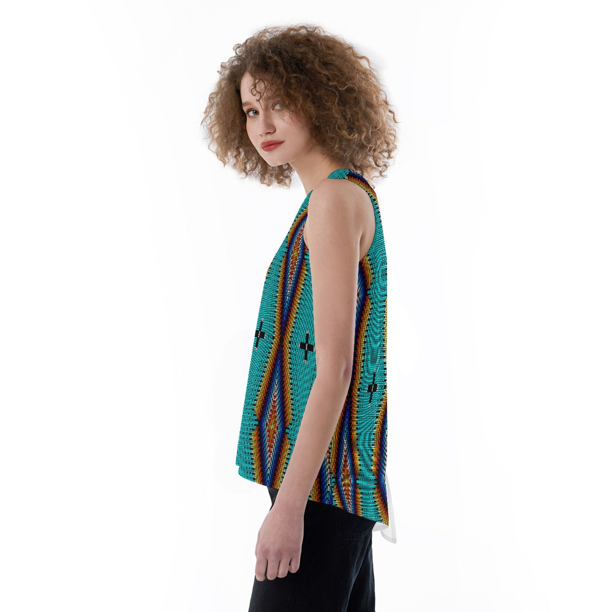 Diamond in the Bluff Turquoise Split Back Tank Top