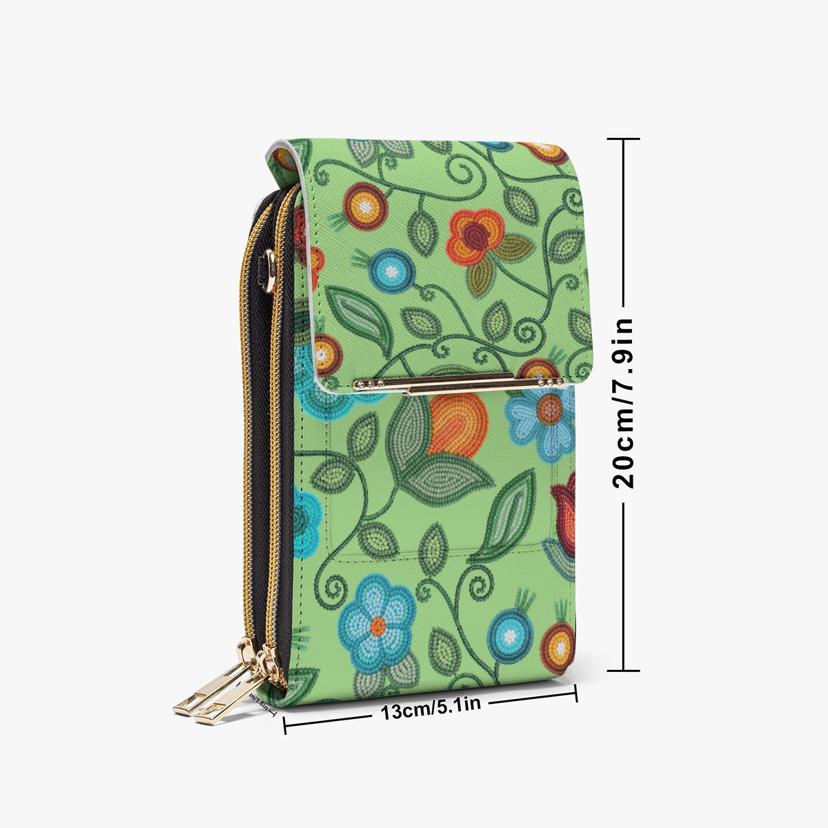 Prairie Fire Petals Sage Phone Bag