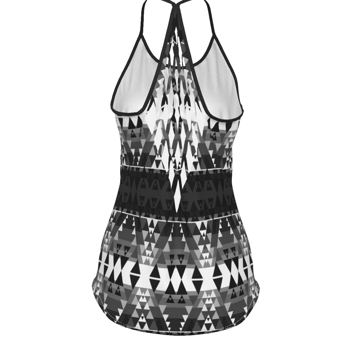 Writing on Stone Black and White Criss-Cross Open Back Tank Top