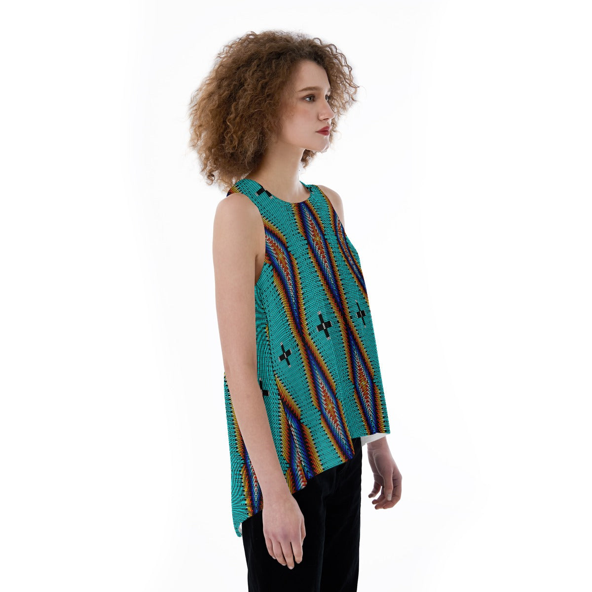 Diamond in the Bluff Turquoise Split Back Tank Top