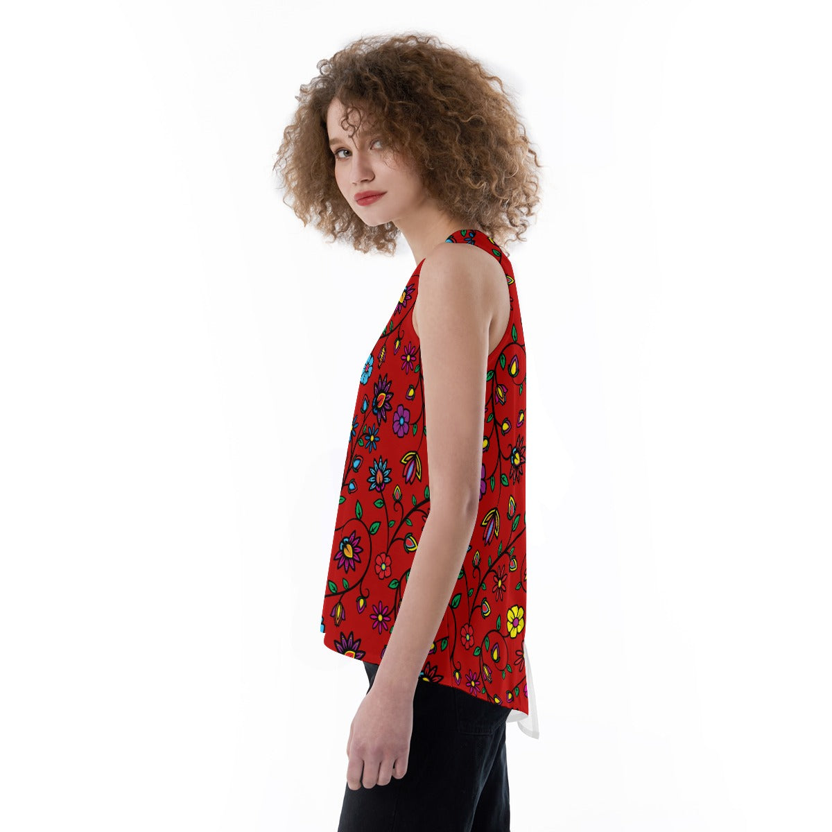 Nature's Nexus Red Split Back Tank Top