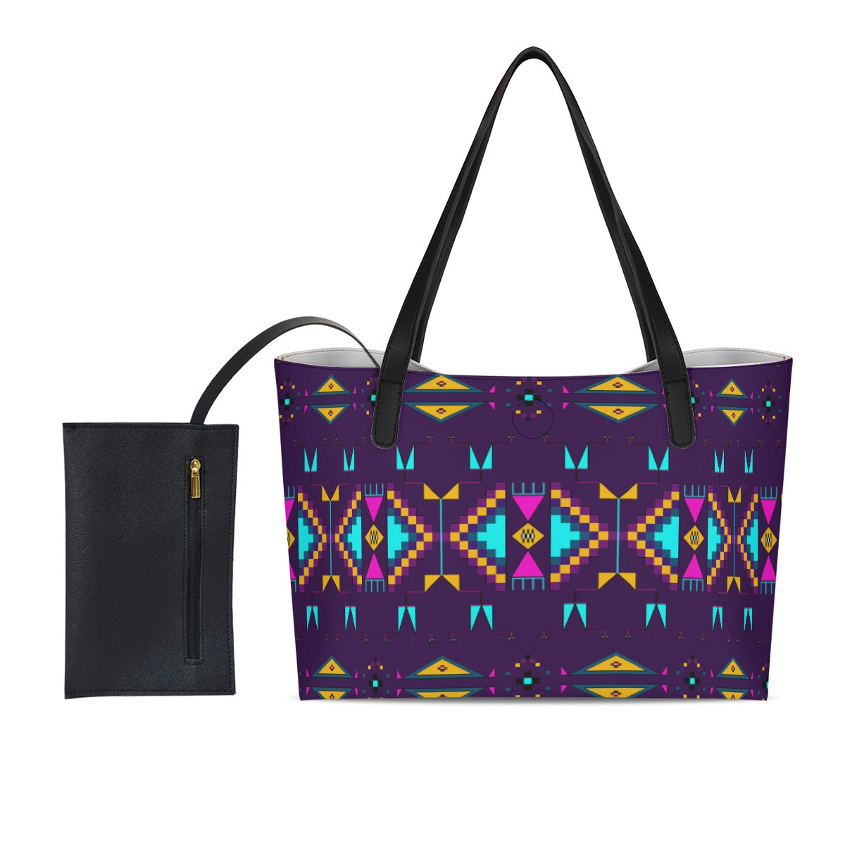 Rite of Passage Dark Purple Tote Bag With Black Mini Purse