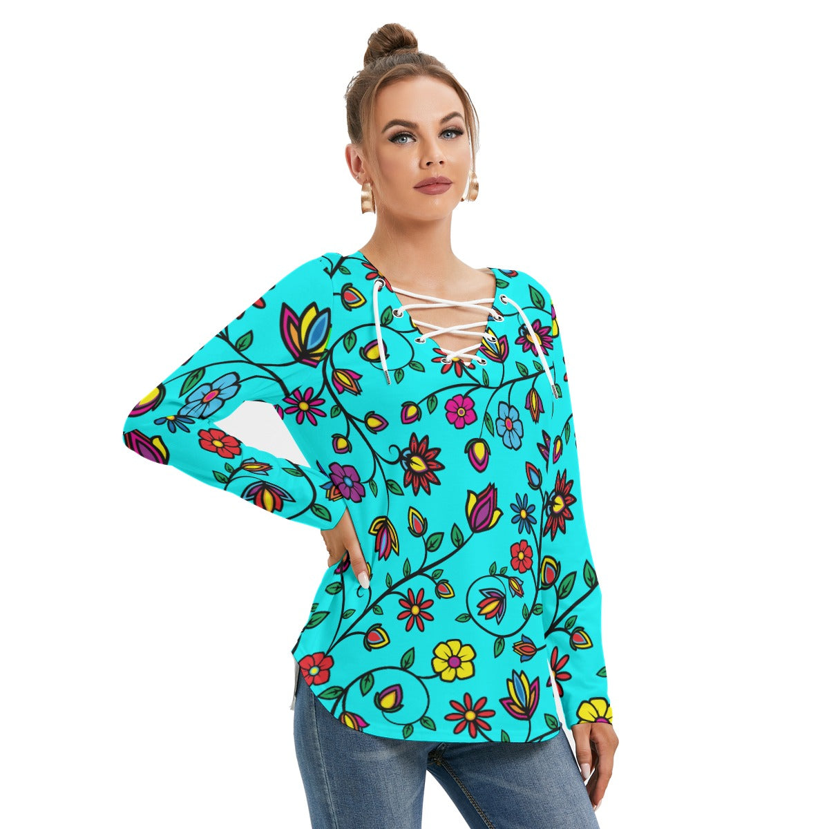 Nature's Nexus Turquoise Tie Sweatshirt