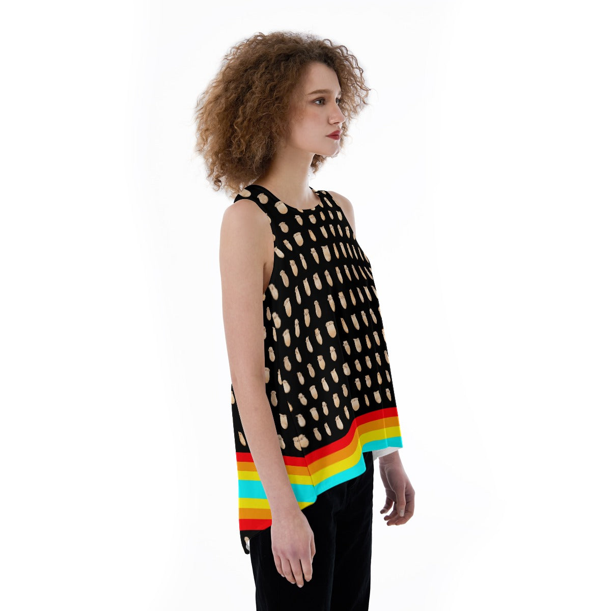Elk Teeth on Black Split Back Tank Top