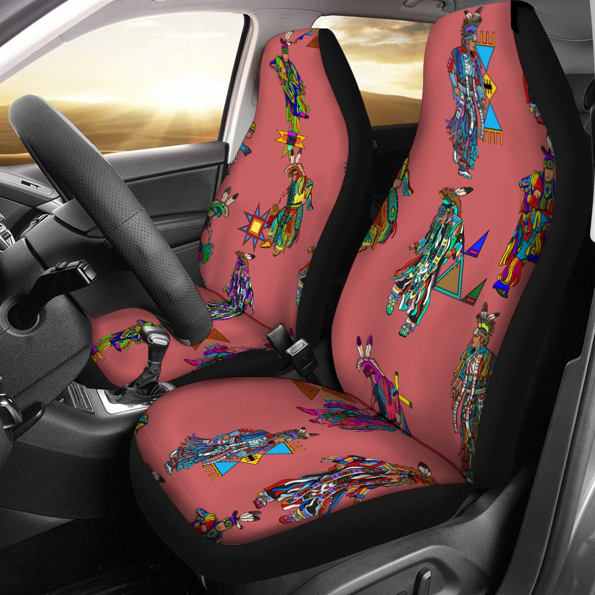 Men's Grass Dancers Terra Cotta Universal Car Seat Cover With Thickened Back