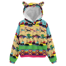 Load image into Gallery viewer, Horses and Buffalo Ledger Pink Kid’s Borg Fleece Hoodie With Ear
