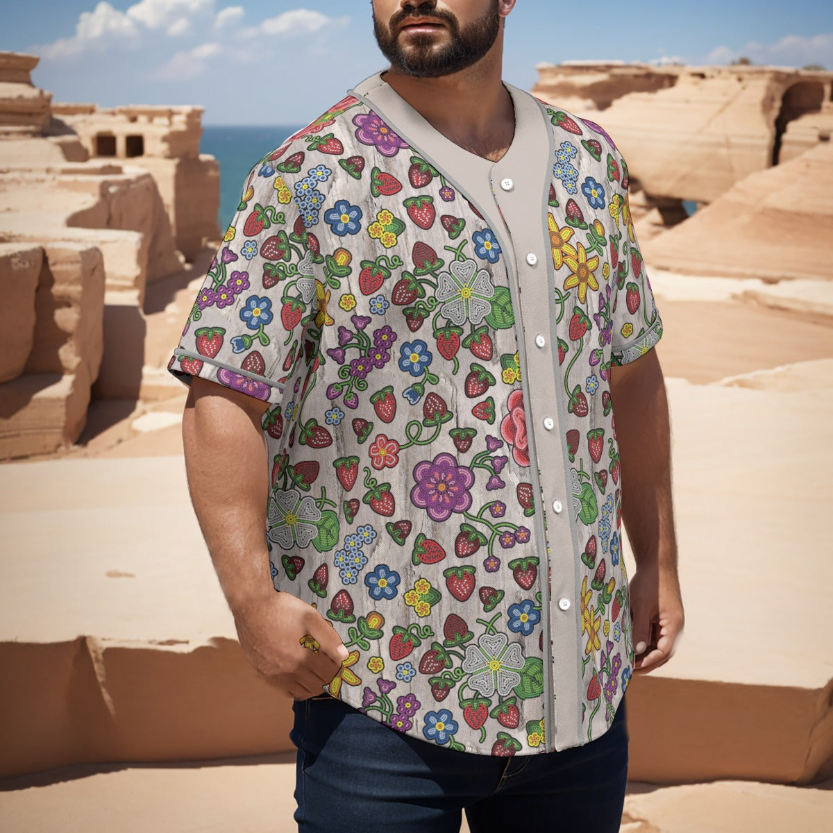 Berry Pop Bright Birch Short Sleeve Baseball Jersey
