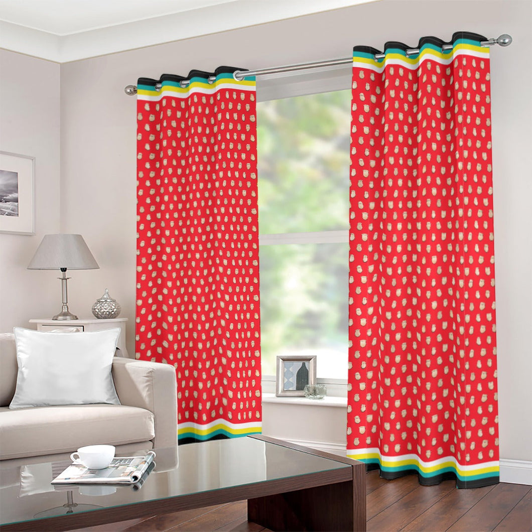 Elk Teeth on Red Blackout Grommet Curtains