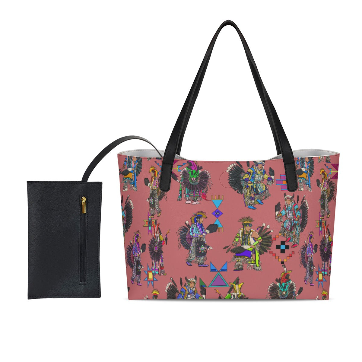 Men's Tradish Dancers Terra Cotta Shopping Tote Bag With Black Mini Purse