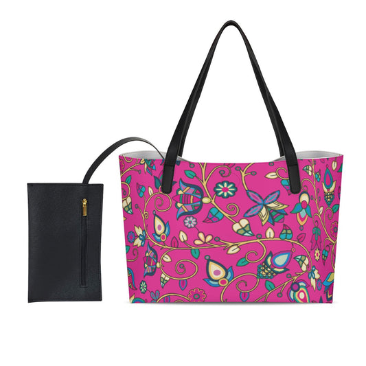 Thorny Path Pink Shopping Tote Bag With Black Mini Purse