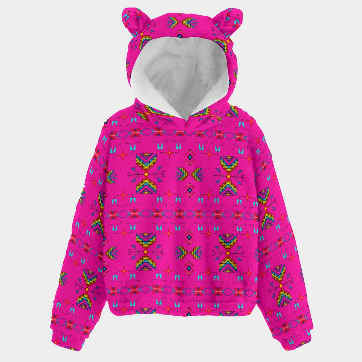 Rainy Chief Rainbow Hot Pink Youth Hoodie with Ears