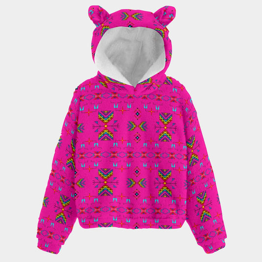 Rainy Chief Rainbow Hot Pink Youth Hoodie with Ears