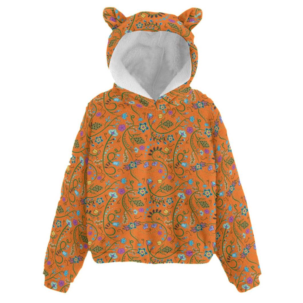 Fresh Fleur Carrot Kid’s Borg Fleece Hoodie With Ear