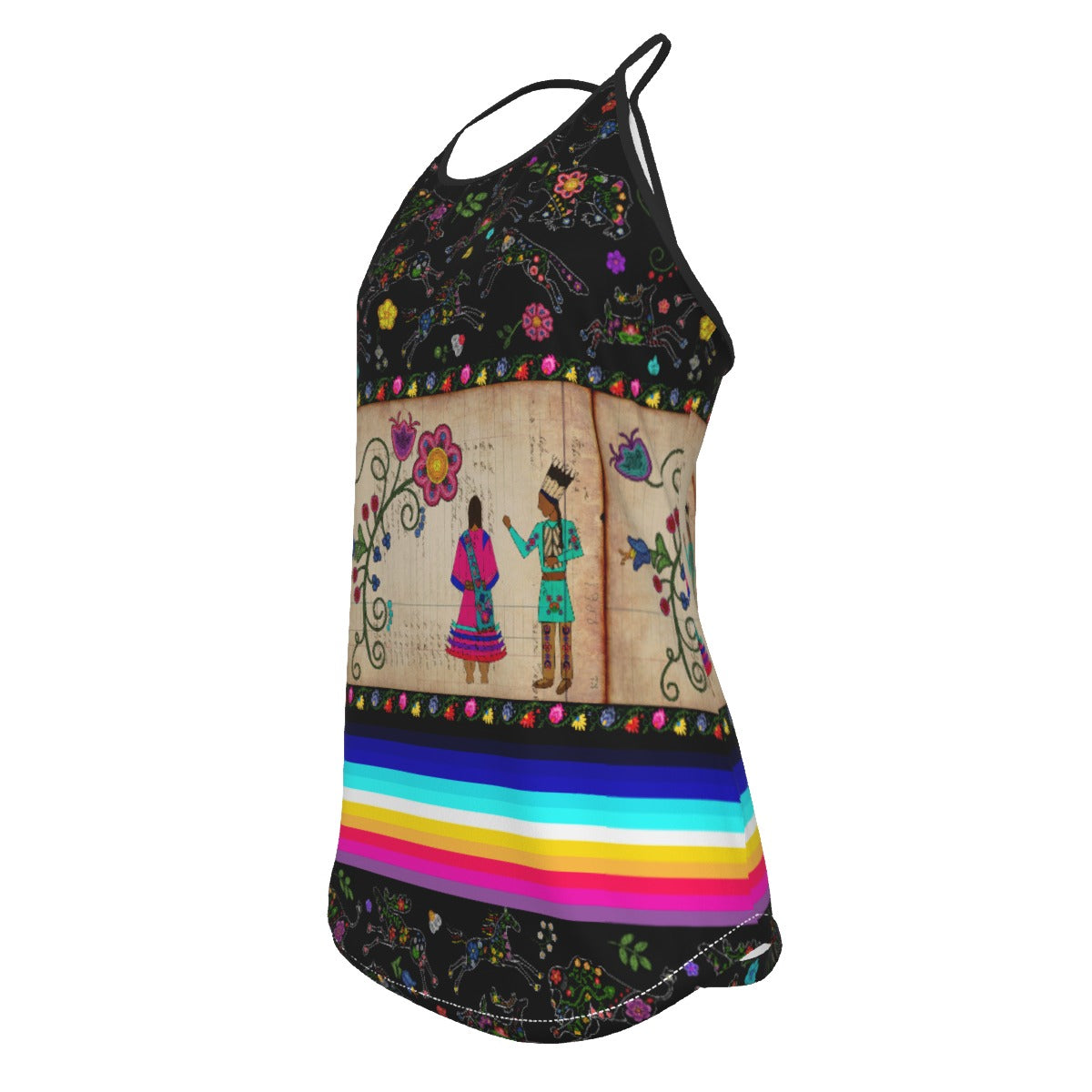 Floral Ledger Sweethearts Criss-Cross Open Back Tank Top