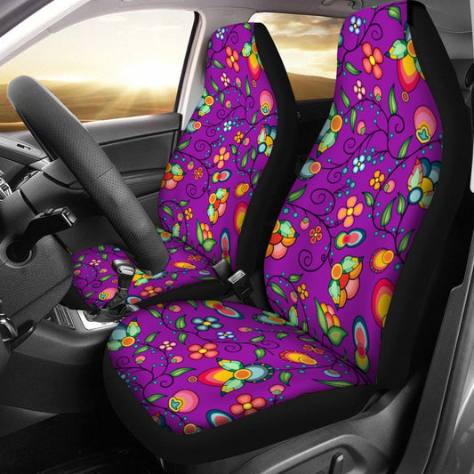 Floral Bounty Purple Universal Car Seat Cover With Thickened Back