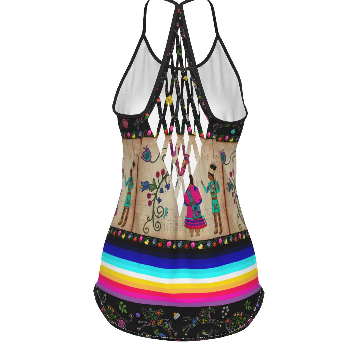 Floral Ledger Sweethearts Criss-Cross Open Back Tank Top