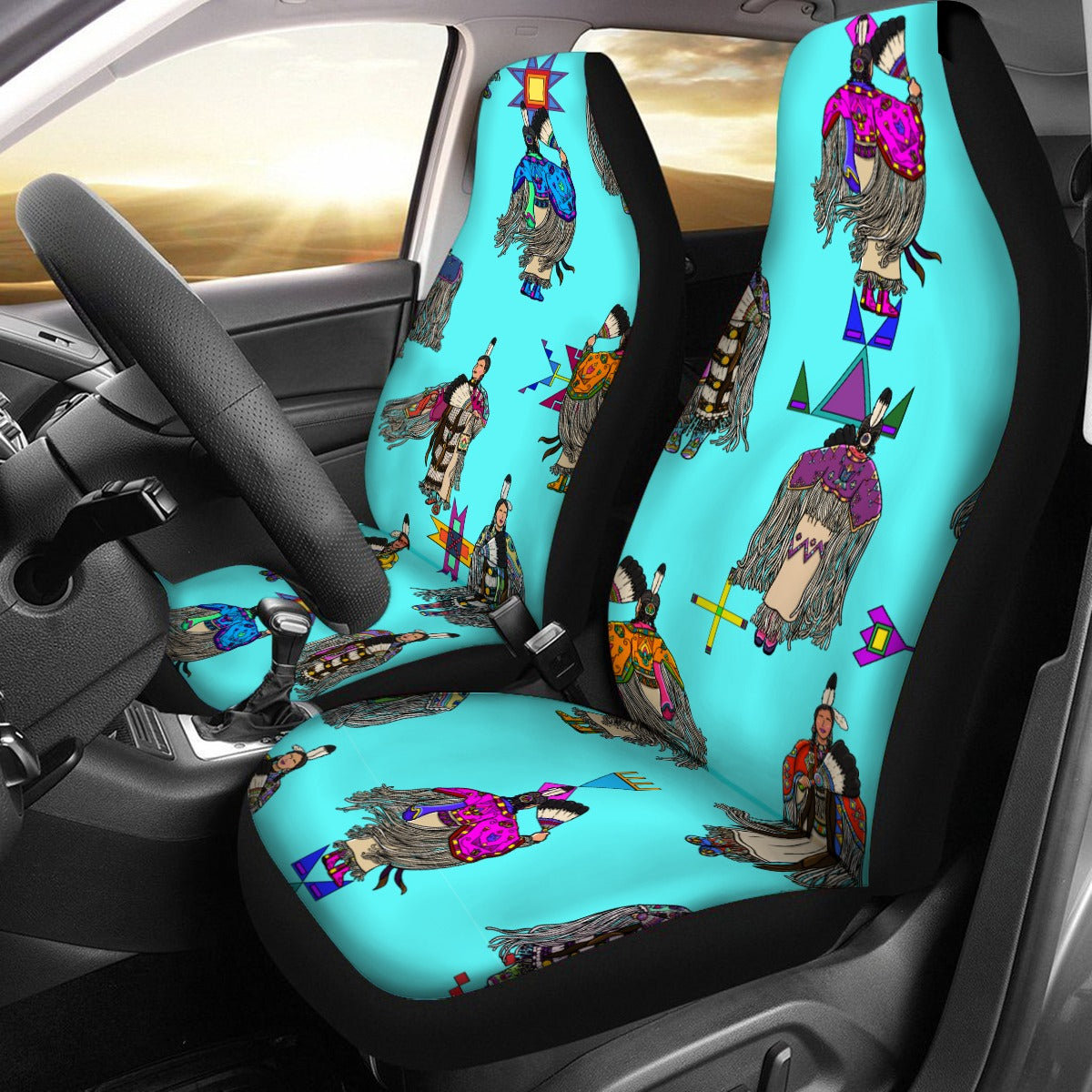 Women's Tradish Dancers Turquoise Universal Car Seat Cover With Thickened Back