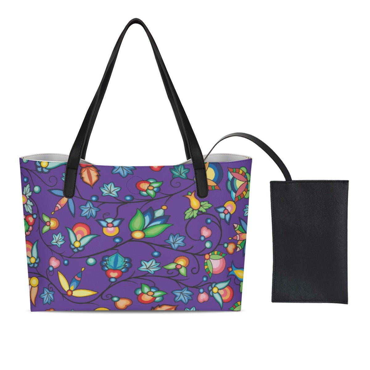 Prairie Plains Spirit Mighnight Purple Shopping Tote Bag With Black Mini Purse