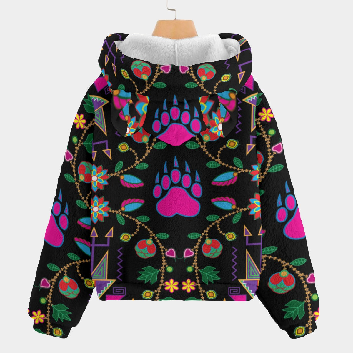 Geometric Floral Fall Youth Hoodie With Ears