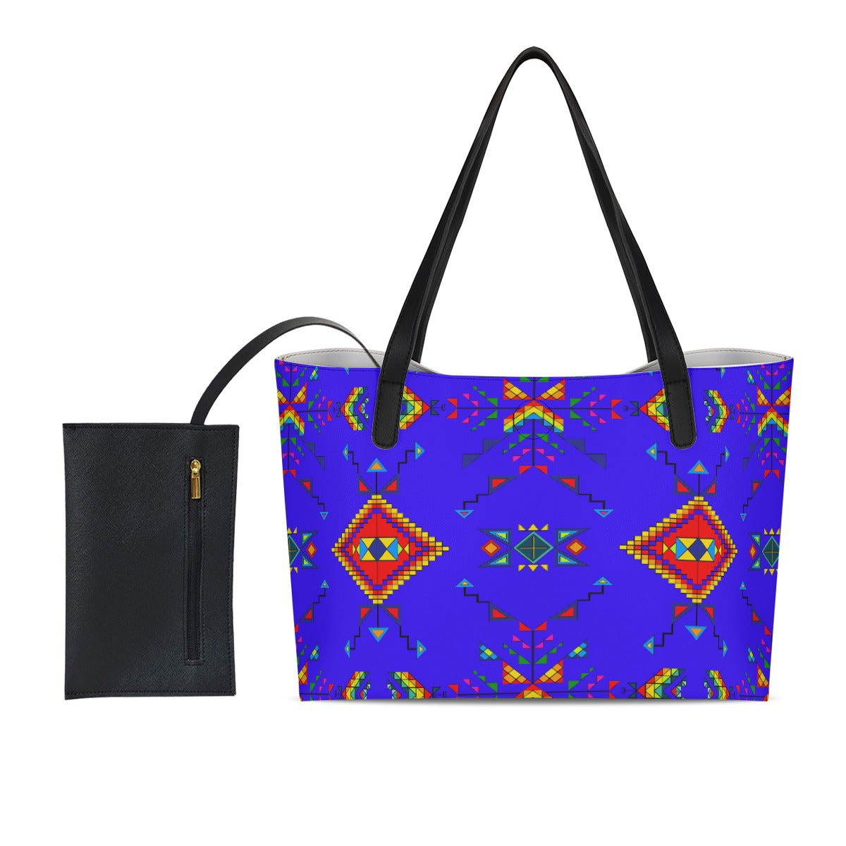 Buffalo Jump Blue Shopping Tote Bag With Black Mini Purse