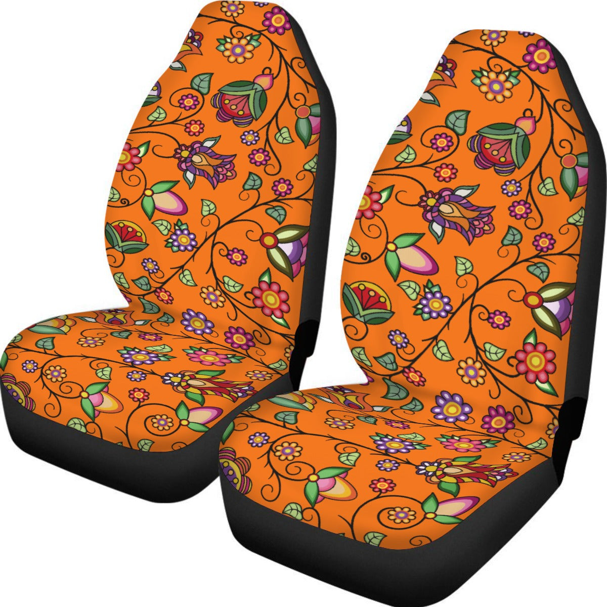 Heartbeat Petals ECM Orange Universal Car Seat Cover With Thickened Back