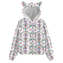 Load image into Gallery viewer, Quilled Divine White Kid’s Borg Fleece Hoodie With Ear
