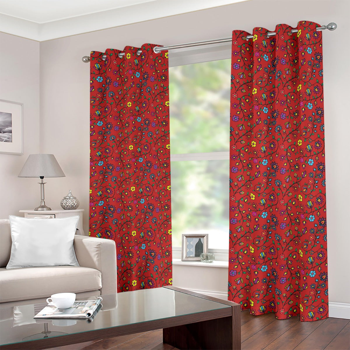 Nature's Nexus Red Blackout Grommet Curtains