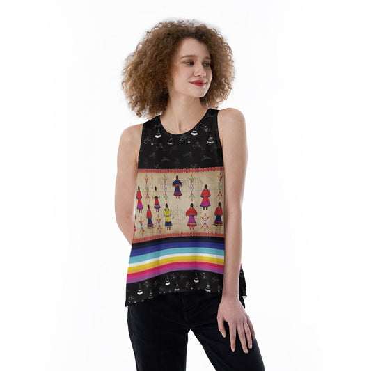 Ledger Round Dance Midnight Split Back Tank Top