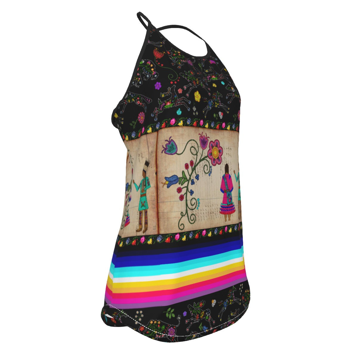 Floral Ledger Sweethearts Criss-Cross Open Back Tank Top