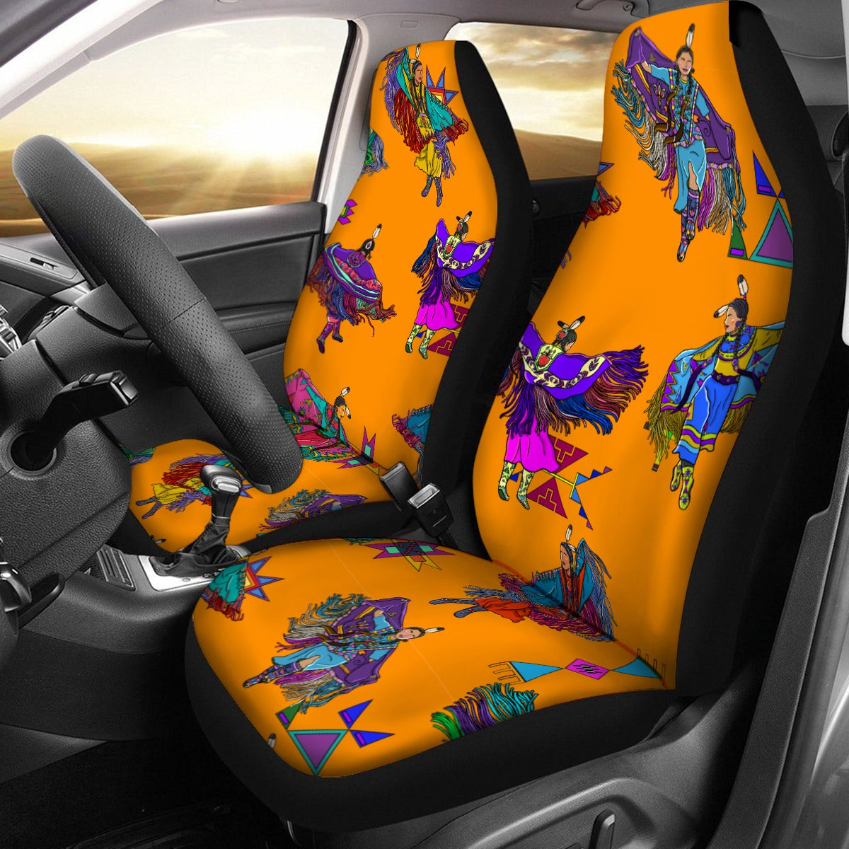 Women's Fancy Dancers Orange Universal Car Seat Cover With Thickened Back