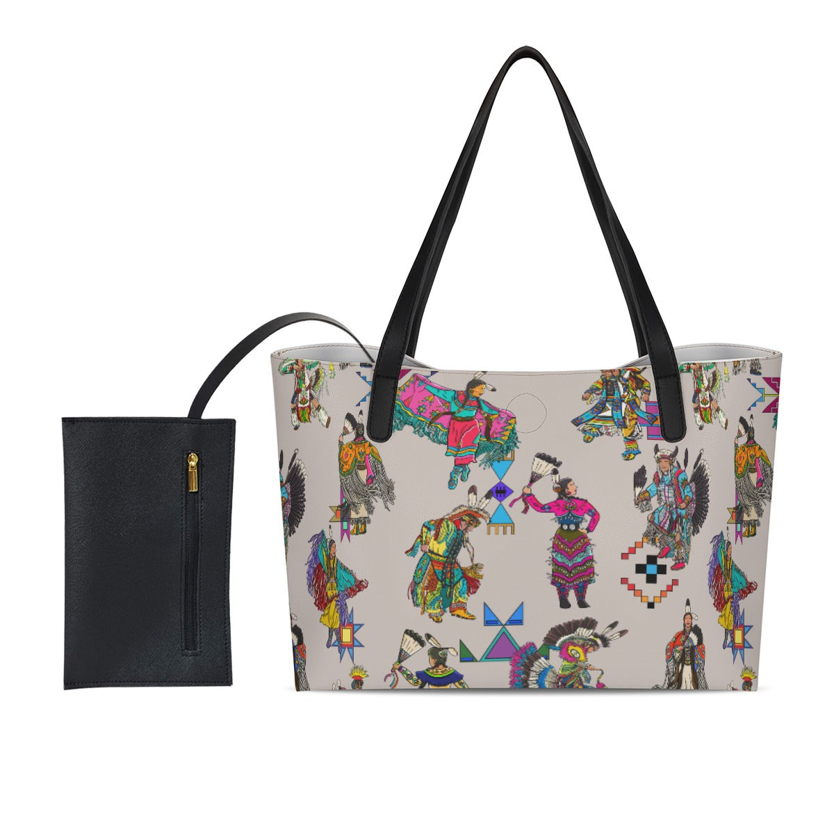 Grand Entry Dancers Muslin Shopping Tote Bag With Black Mini Purse