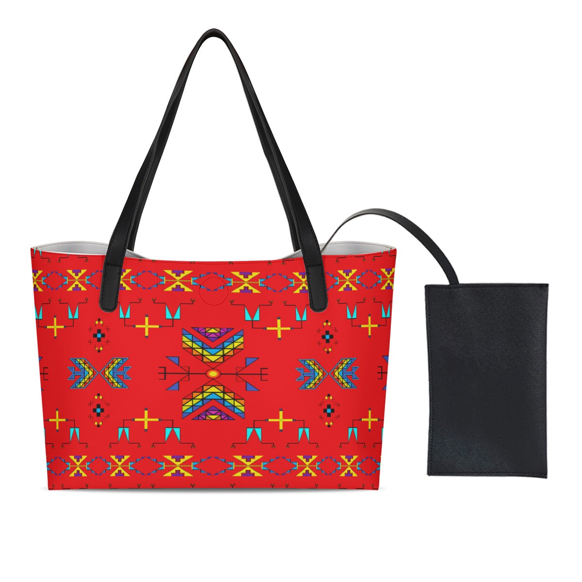 Rainy Chief Rainbow Red Shopping Tote Bag With Black Mini Purse