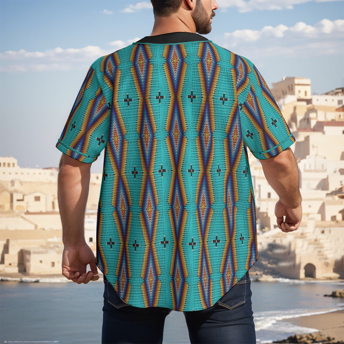 Diamond in the Bluff Turquoise Short Sleeve Baseball Jersey