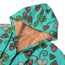 Load image into Gallery viewer, Strawberry Dreams Turquoise Kid&#39;s Plush Windbreaker
