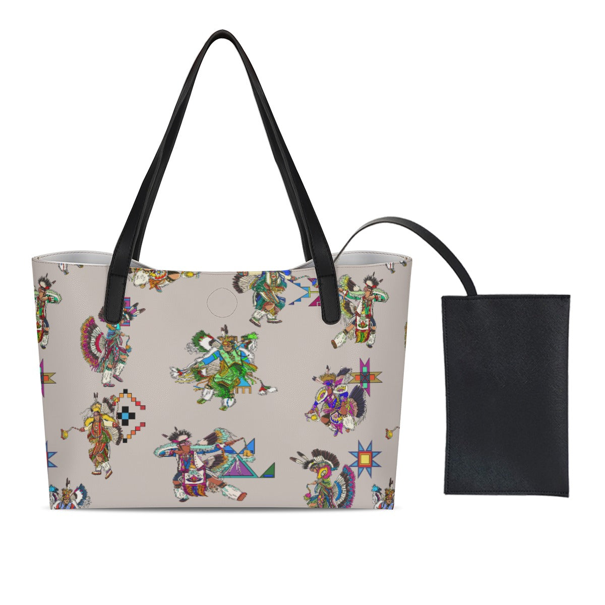 Men's Fancy Dancers Muslin Shopping Tote Bag With Black Mini Purse