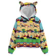 Load image into Gallery viewer, Horses and Buffalo Ledger White Kid’s Borg Fleece Hoodie With Ear
