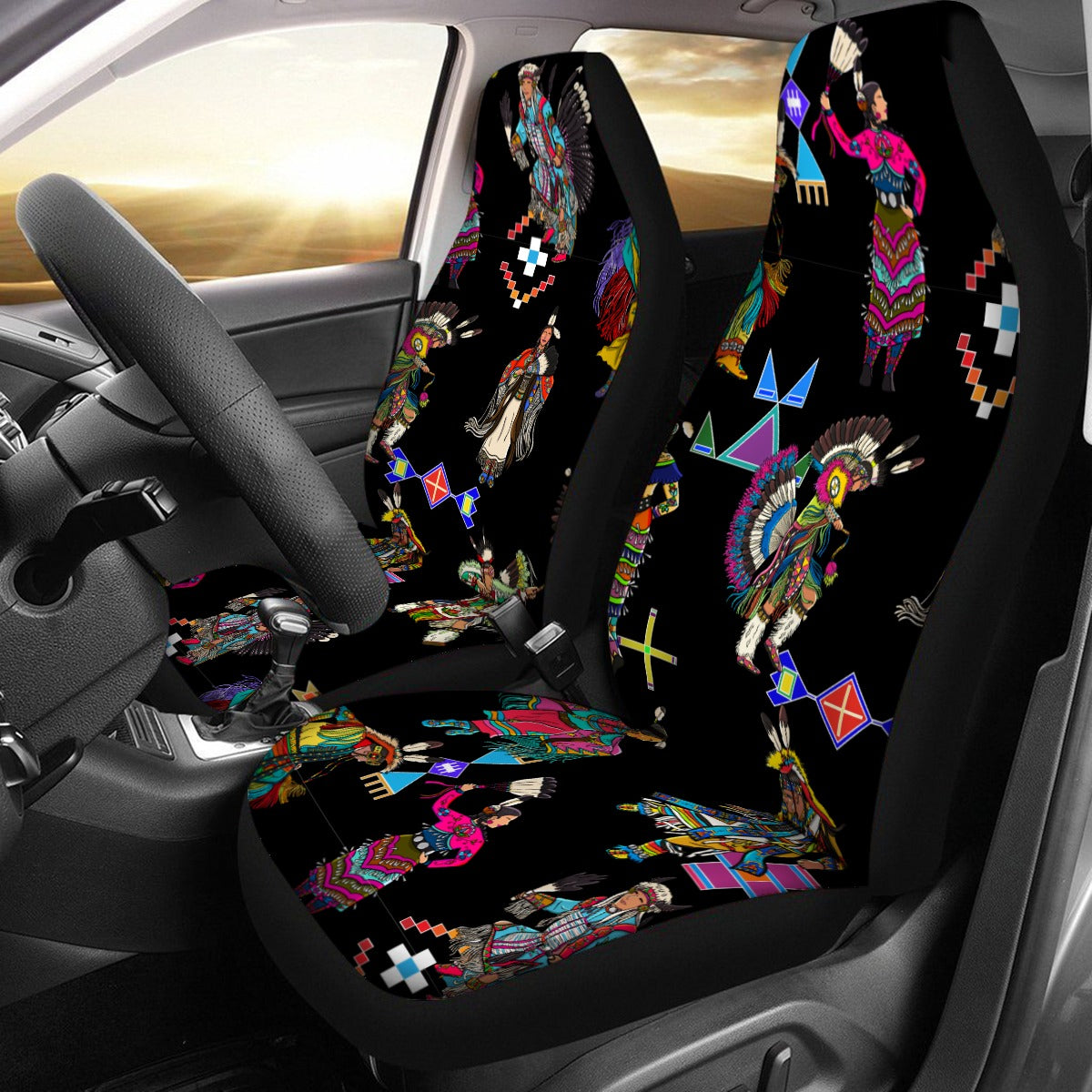 Grand Entry Dancers Black Universal Car Seat Cover With Thickened Back