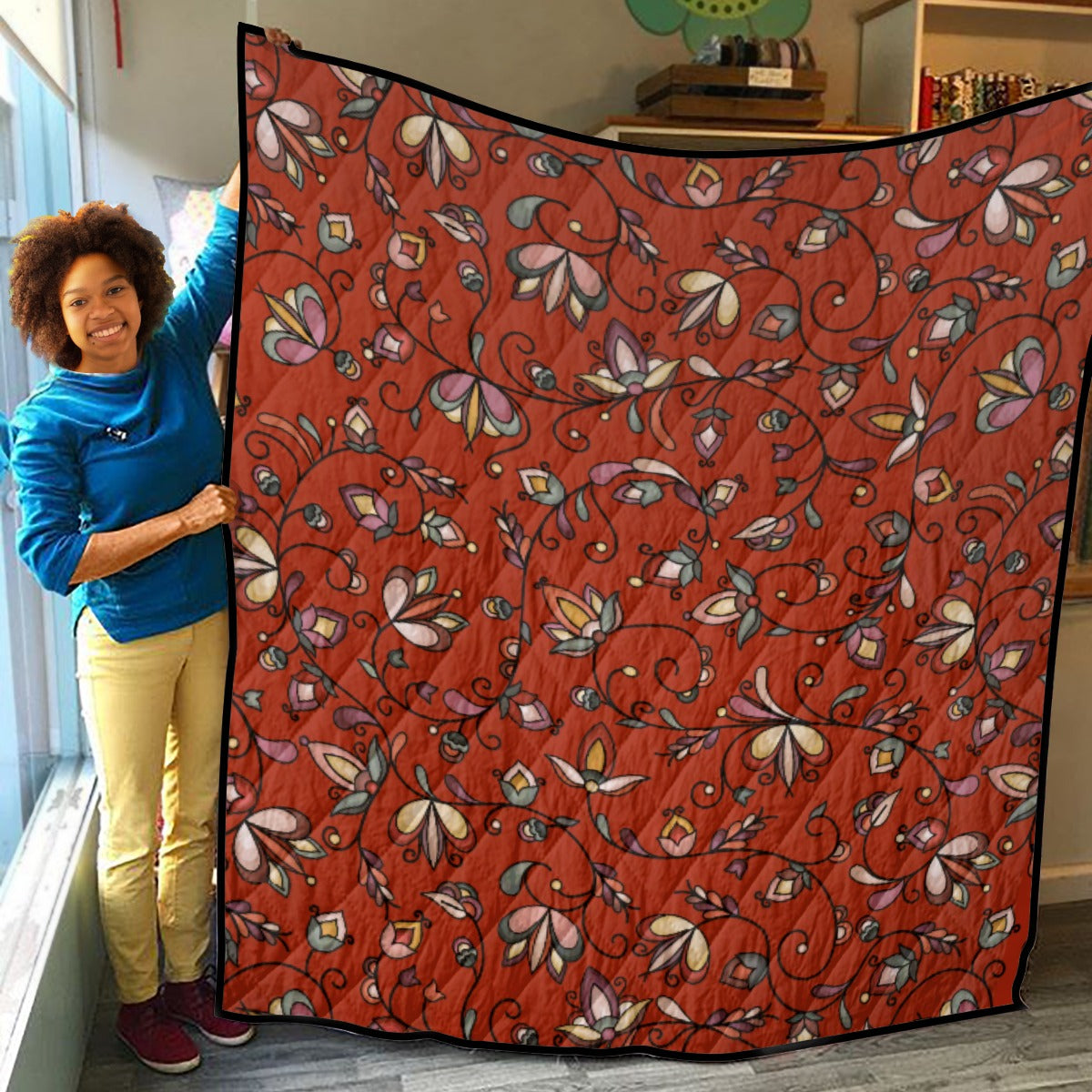 Burnt Sky Petals Red Lightweight & Breathable Quilt
