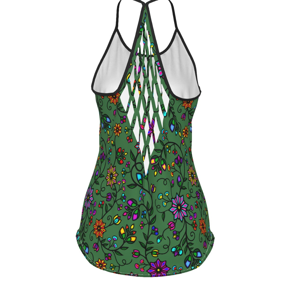 Prairie Paintbrush Sage Criss-Cross Open Back Tank Top