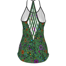 Load image into Gallery viewer, Prairie Paintbrush Sage Criss-Cross Open Back Tank Top
