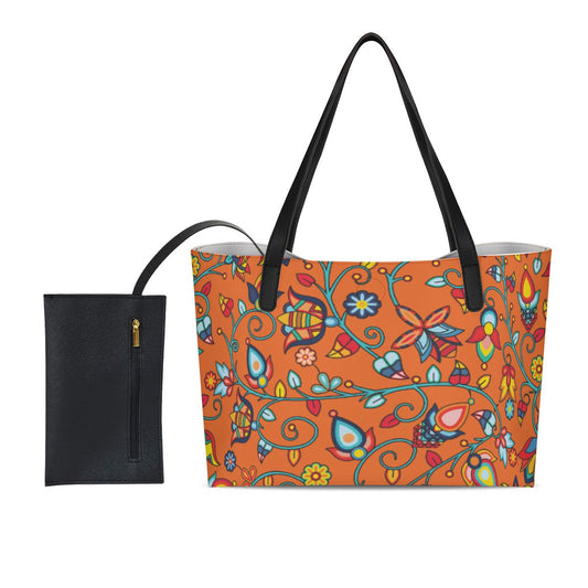 Thorny Path ECM Orange Shopping Tote Bag With Black Mini Purse