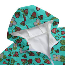 Load image into Gallery viewer, Strawberry Dreams Turquoise Long Windbreaker
