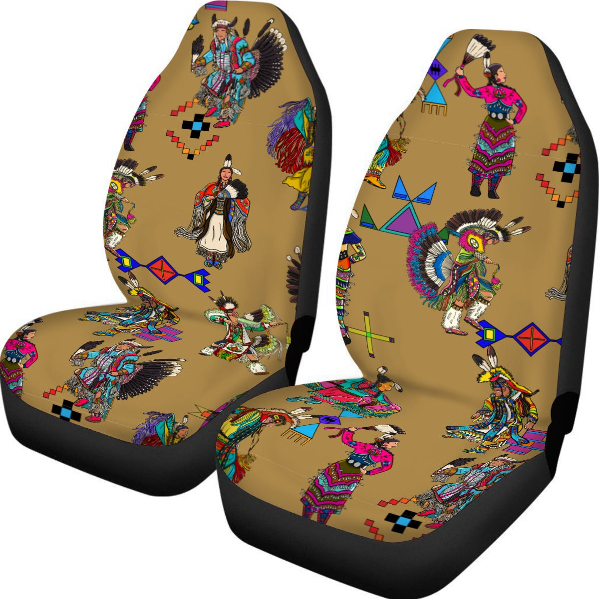 Grand Entry Dancers Earth Universal Car Seat Cover With Thickened Back