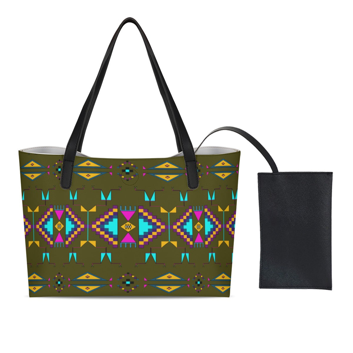 Rite of Passage Olive Tote Bag With Black Mini Purse