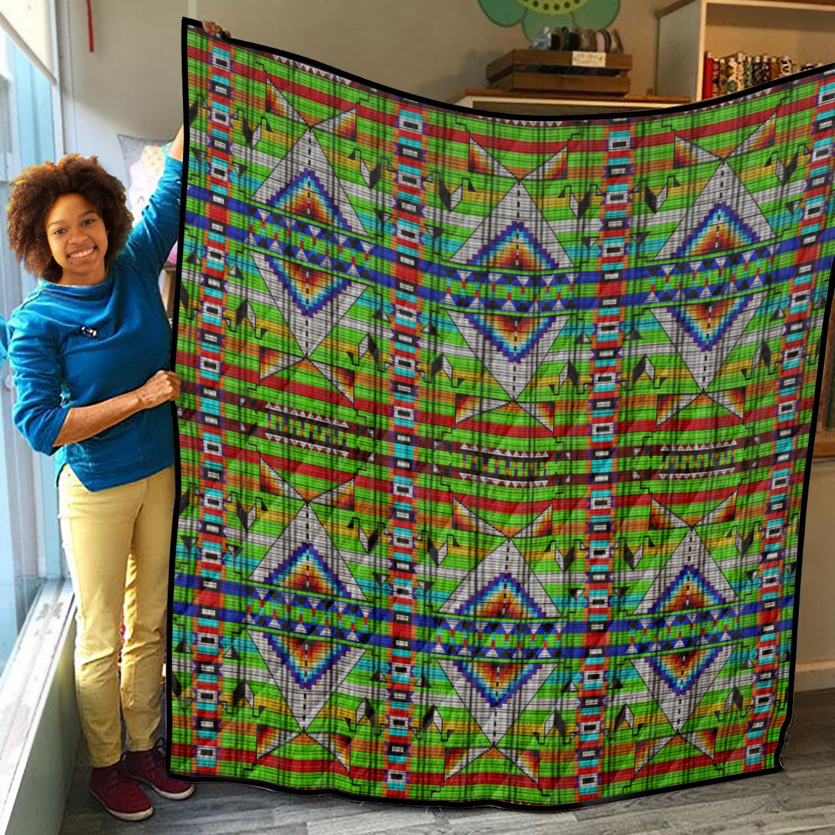 Medicine Blessing Lime Green Lightweight Quilt