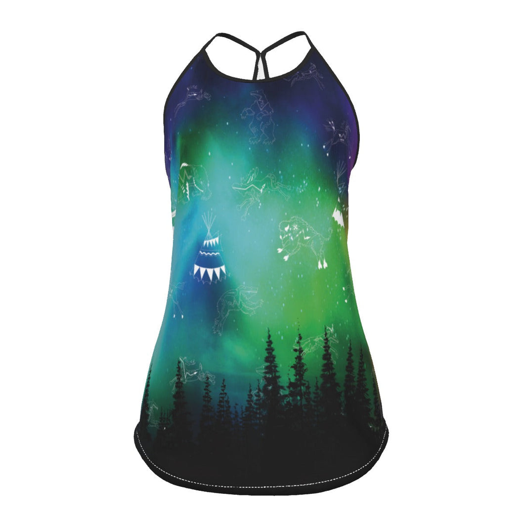 Aurora Medicine Animals Criss-Cross Open Back Tank Top