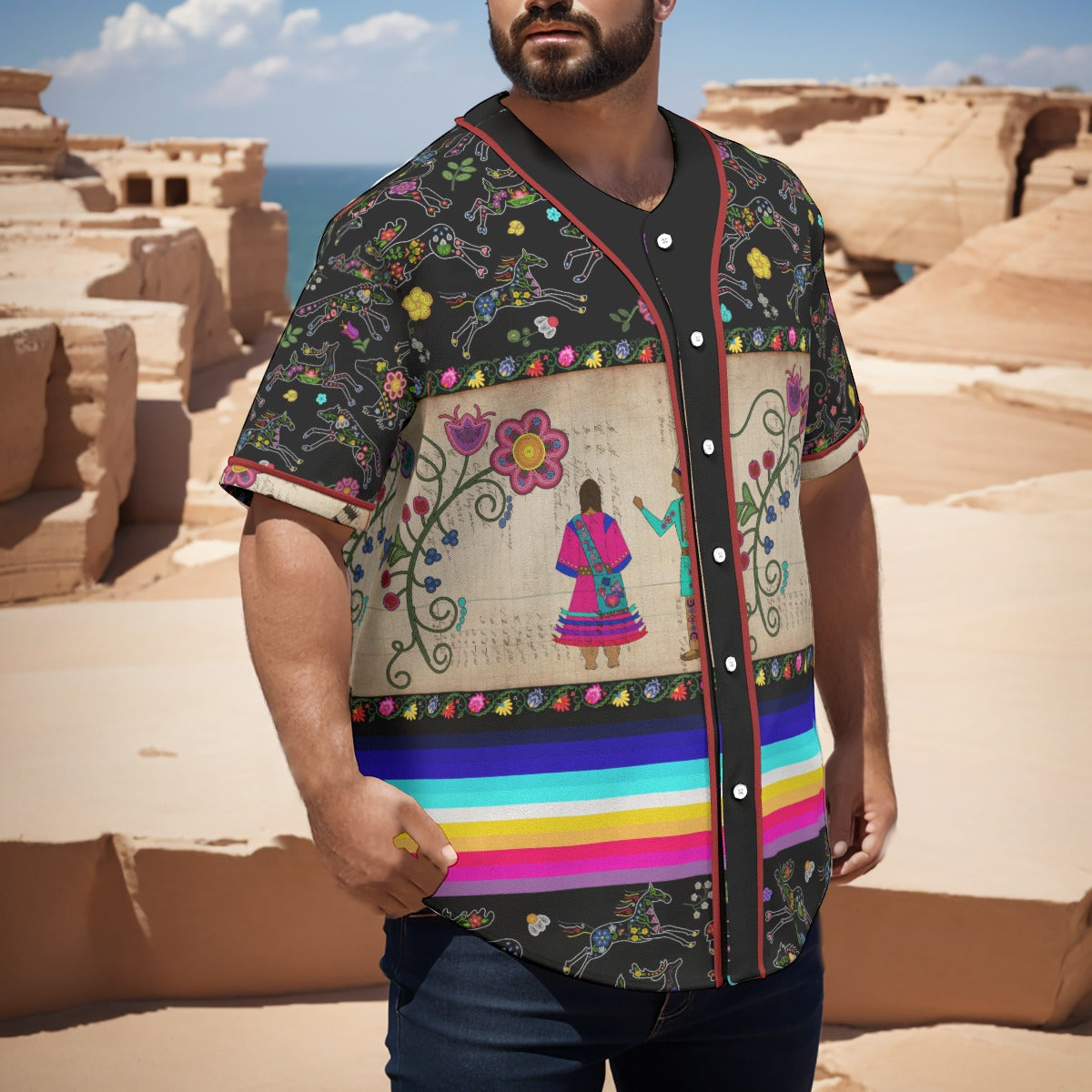 Floral Ledger Sweethearts Short Sleeve Baseball Jersey