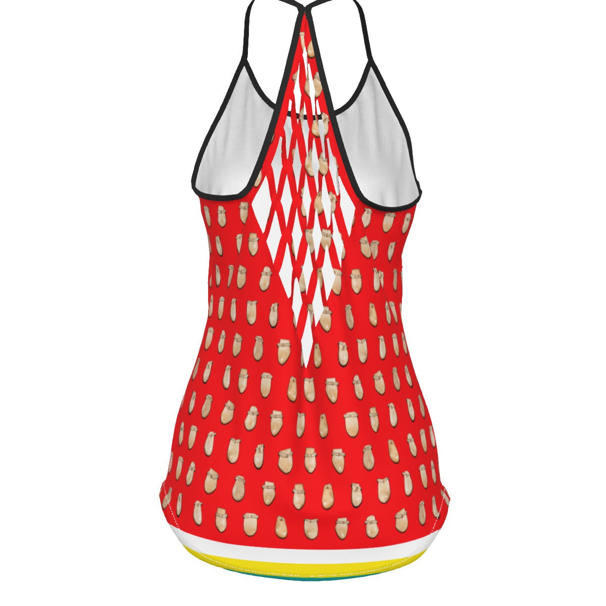 Elk Teeth on Red Criss-Cross Open Back Tank Top